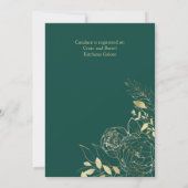 Invitation Emerald Green & Gold Modern Floral Fête des mariée (Dos)