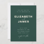 Invitation Emerald Green & Gold Modern minimaliste Mariage (Devant)