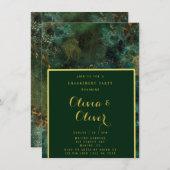 Invitation Emerald Green & Gold Parties scintillant (Devant / Derrière)