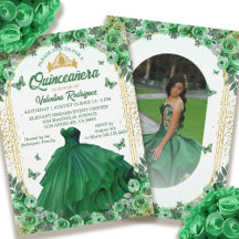 Emerald Green Gold Parties scintillant Floral Quin