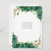 Invitation Emerald Green Gold Princess Floral Quinceañera (Dos)