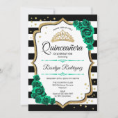 Invitation Emerald Green Gold Quinceanera (Devant)
