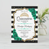Invitation Emerald Green Gold Quinceanera (Debout devant)