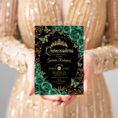 Invitation Emerald Green Gold Quinceanera