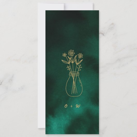 Invitation Emerald Green & Gold Réservé Mariage de siège (Dos)