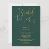 Invitation Emerald Green Gold Script Bridal Tea Party Douche (Devant)