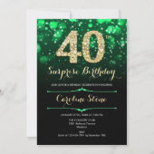 Invitation Emerald Green Gold Surprise 40e anniversaire (Devant)