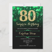 Invitation Emerald Green Gold Surprise 80e anniversaire (Devant)