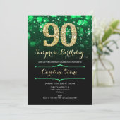 Invitation Emerald Green Gold Surprise 90e anniversaire (Debout devant)