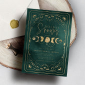 Invitation Emerald Green & Gold Tarot Fête des mariées célest