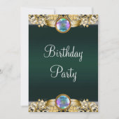Invitation Emerald Green Gold Womans fête d'anniversaire (Devant)