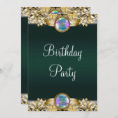 Invitation Emerald Green Gold Womans fête d'anniversaire (Devant / Derrière)