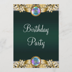Invitation Emerald Green Gold Womans fête d'anniversaire