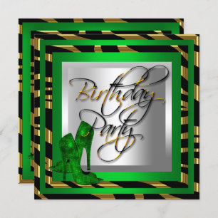 Invitation Emerald Green Gold Zebra Black High Heel Chaussure