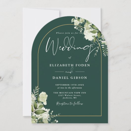 Invitation Emerald Green Green Gold Arch Mariage (Devant)