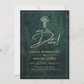 Invitation Emerald Green Gypsophila Mariage SAVE DATE (Devant)