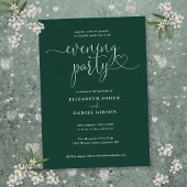 Invitation Emerald Green Heart Script Soirée Mariage
