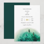 Invitation Emerald Green Island Coastal Lagoon Beach Wedding (Devant / Derrière)