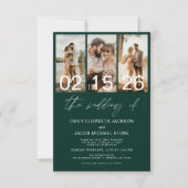 Invitation Emerald Green Le Mariage de Photo QR code Elegant (Devant)