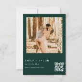Invitation Emerald Green Le Mariage de Photo QR code Elegant (Dos)