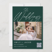 Invitation Emerald Green Le Mariage de Two Photo QR code (Devant)