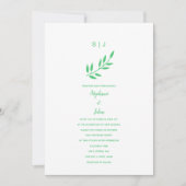 Invitation Emerald Green Leaf Monogramme Nom Boho Mariage 202 (Devant)