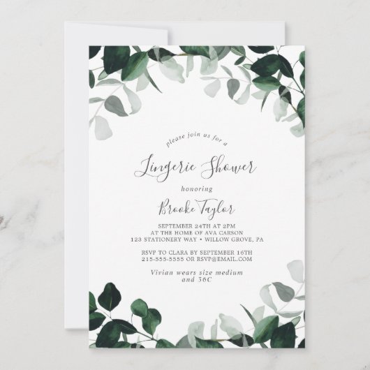 Invitation Emerald Green Lingerie Douche (Devant)