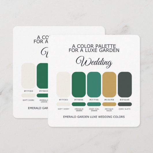 Invitation Emerald Green Luxe Wedding Color Palette Card (Devant / Derrière)