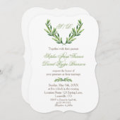 Invitation Emerald Green Mariage de monogramme de couronne d' (Devant / Derrière)