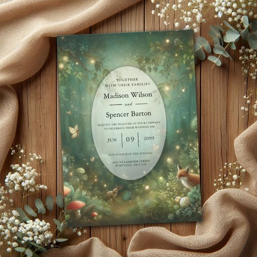Invitation Emerald Green Mariage forestier enchanté