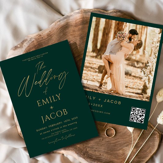 Invitation Emerald Green Mariage QR Code photo