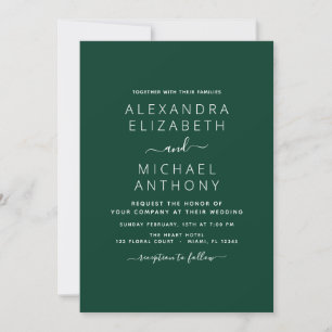 Invitation Emerald Green Mariage Typographie moderne Invitati