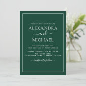 Invitation Emerald Green Mariage Typographie moderne Invitati (Debout devant)