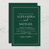 Invitation Emerald Green Mariage Typographie moderne Invitati (Devant / Derrière)