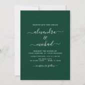 Invitation Emerald Green Mariage Typographie moderne Invitati (Devant)