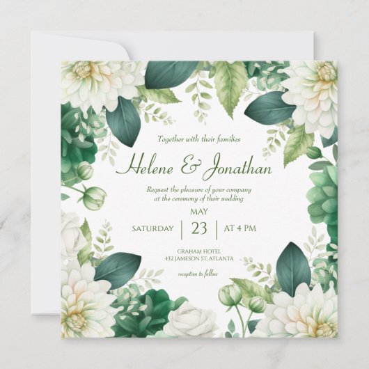 Invitation Emerald Green Mariage végétal (Devant)