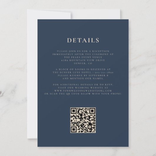 Invitation Emerald Green Marine Blue Agate Code QR Mariage (Dos)