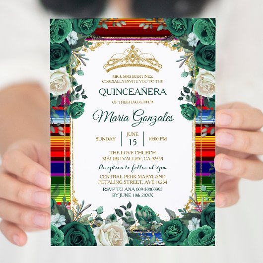 Invitation Emerald Green Mexicaine Charra Mis Quince Invitati