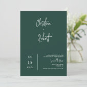 Invitation Emerald Green Minimal Boho Mariage photo Code QR (Debout devant)