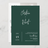 Invitation Emerald Green Minimal Boho Mariage photo Code QR (Devant / Derrière)