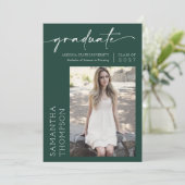 Invitation Emerald Green Minimal Deux soirée de graduation ph (Debout devant)