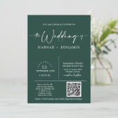 Invitation Emerald Green Minimal Mariage Arch QR Code photo (Debout devant)