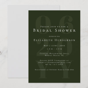 Invitation Emerald Green Minimalist Gras Type Fête des mariée