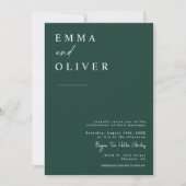 Invitation Emerald Green Minimalist Mariage photo QR Code (Devant)