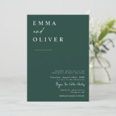 Invitation Emerald Green Minimalist Mariage photo QR Code (Debout devant)