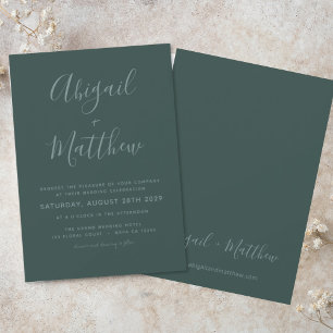 Invitation Emerald Green minimaliste moderne Mariage Boho