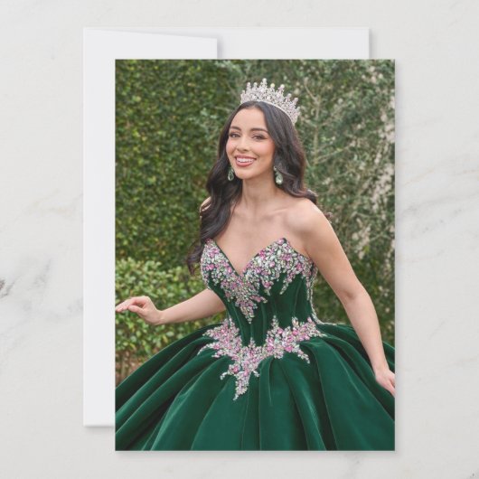 Invitation Emerald green Mis Quince 15e anniversaire (Dos)