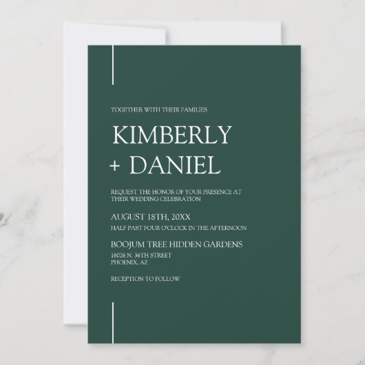 Invitation Emerald Green Modern Minimal Mariage QR Code photo (Devant)