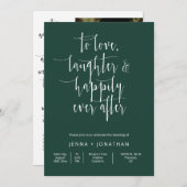 Invitation Emerald Green Modern Minimal Mariage QR Code photo (Devant / Derrière)