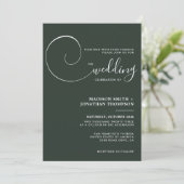 Invitation Emerald Green Modern Simple Script Mariage (Debout devant)